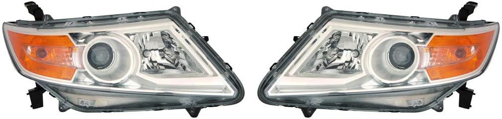 Headlight Assembly Pair for Honda Odyssey 2011 2012 2013 with Bulbs D64545