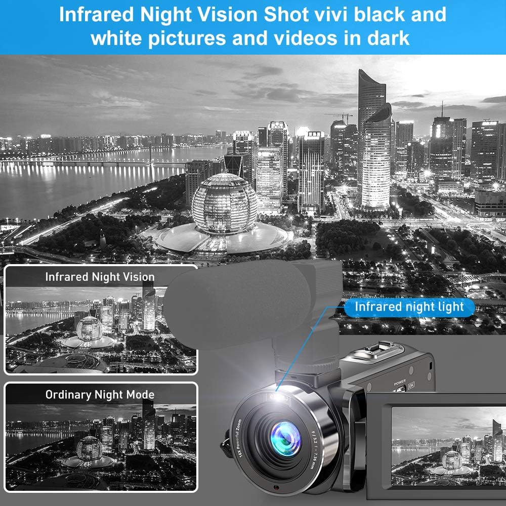 FHD 1080P 30FPS 36MP Camcorder with IR Night Vision and 2 Batteries Q867