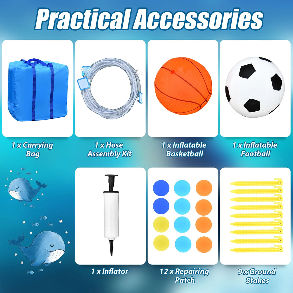 Inflatable Bounce House Water Slide Bouncer with Ball Shooting Climbing Wall V7689