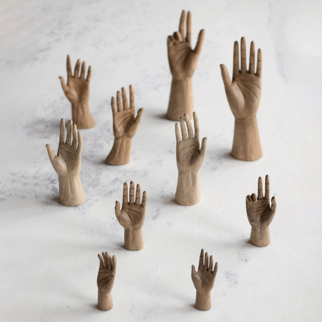 Hand-Carved Mango Wood Hands, Painted Finish, Set of 2 R83364