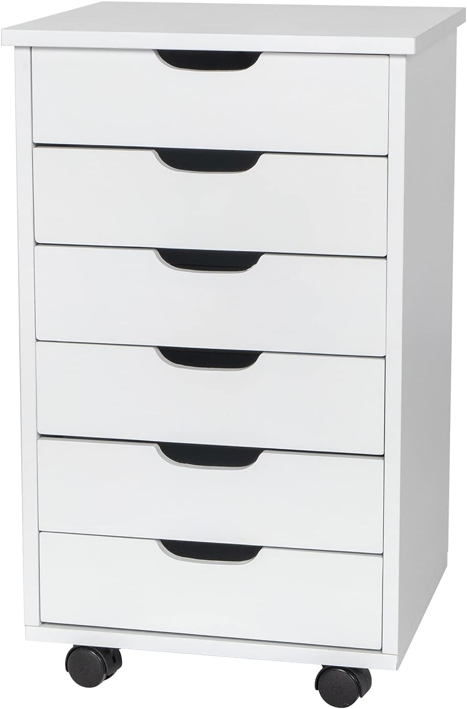 White 6 Drawer Wooden Chest of Drawers with Wheels R350937