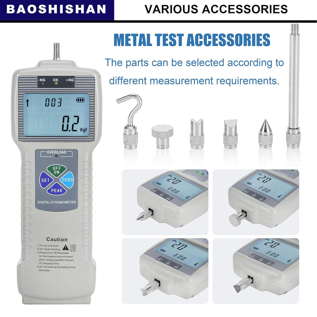 Digital Force Gauge Push Pull Gauge with Carrying Case, LCD Backlit Display, Metal Enclosures A3359