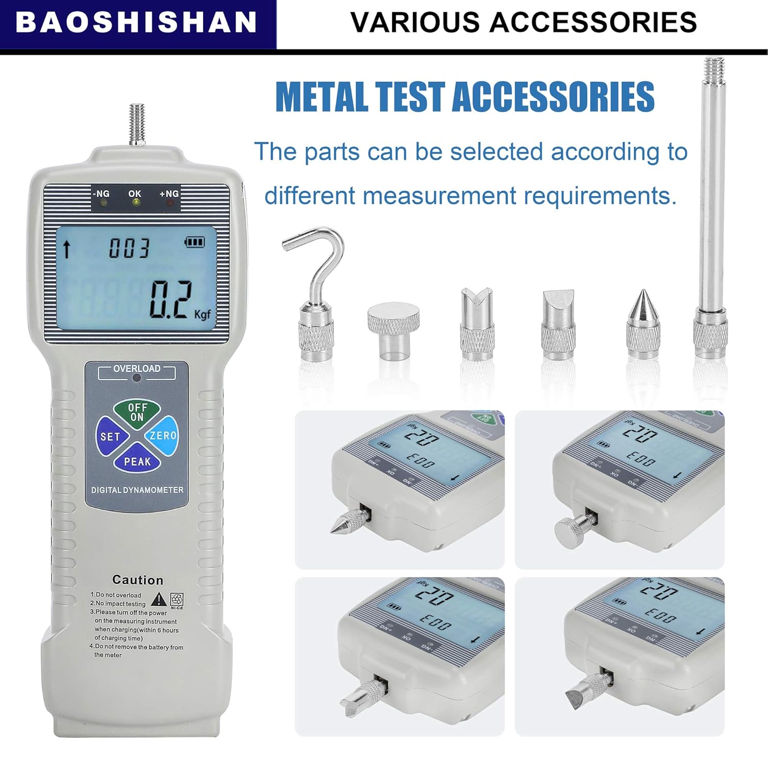 Digital Force Gauge Push Pull Gauge with Carrying Case, LCD Backlit Display, Metal Enclosures A3359