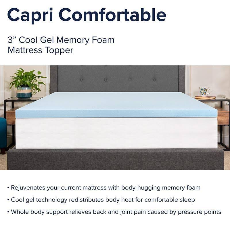 Queen 3 inch Cool Gel Memory Foam Mattress Topper R7315