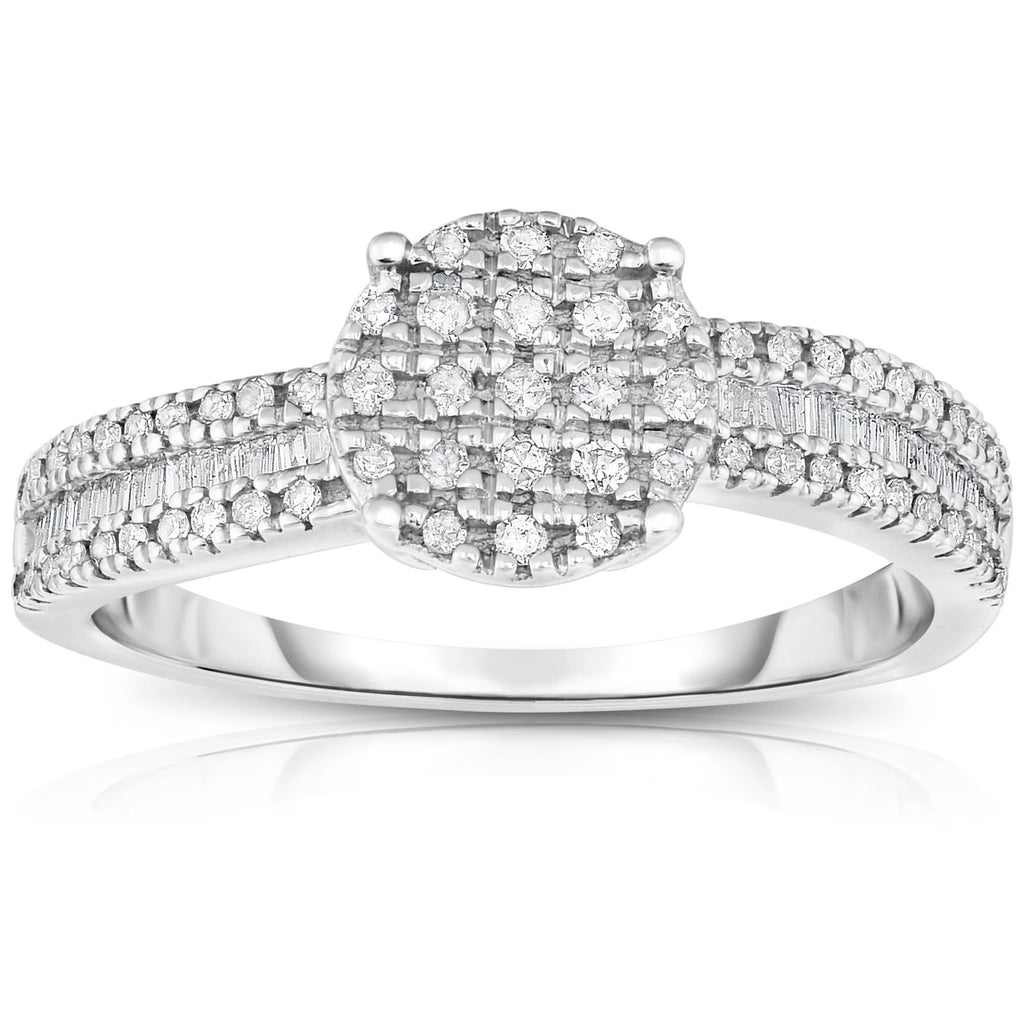 Silver Engagement Ring with Single-Cut Diamonds X4209