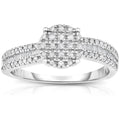 Silver Engagement Ring with Single-Cut Diamonds X4209