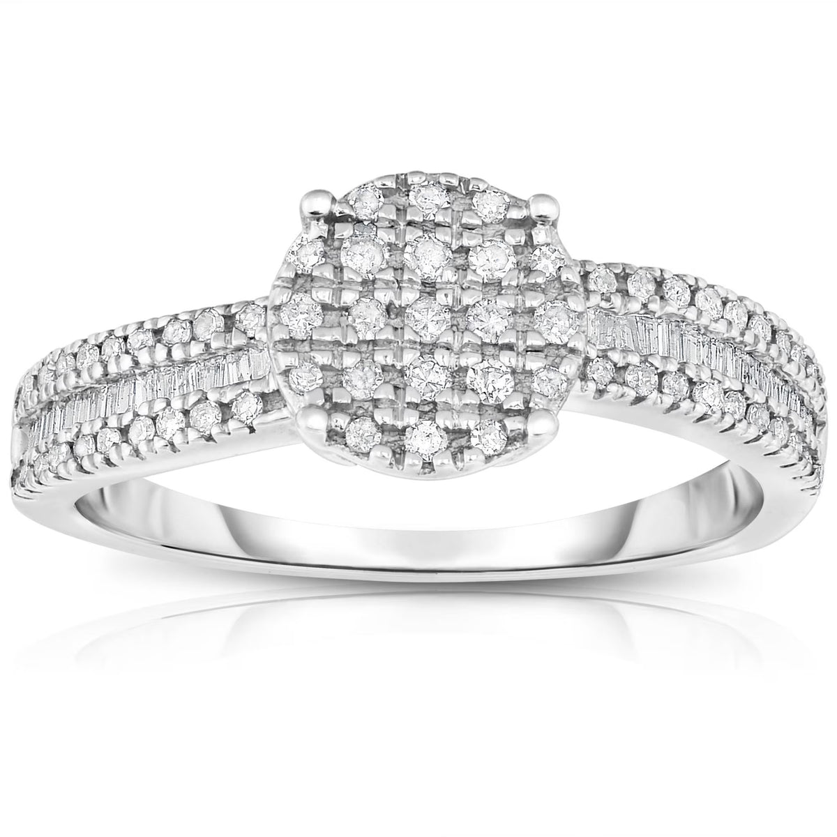 Silver Engagement Ring with Single-Cut Diamonds X4209