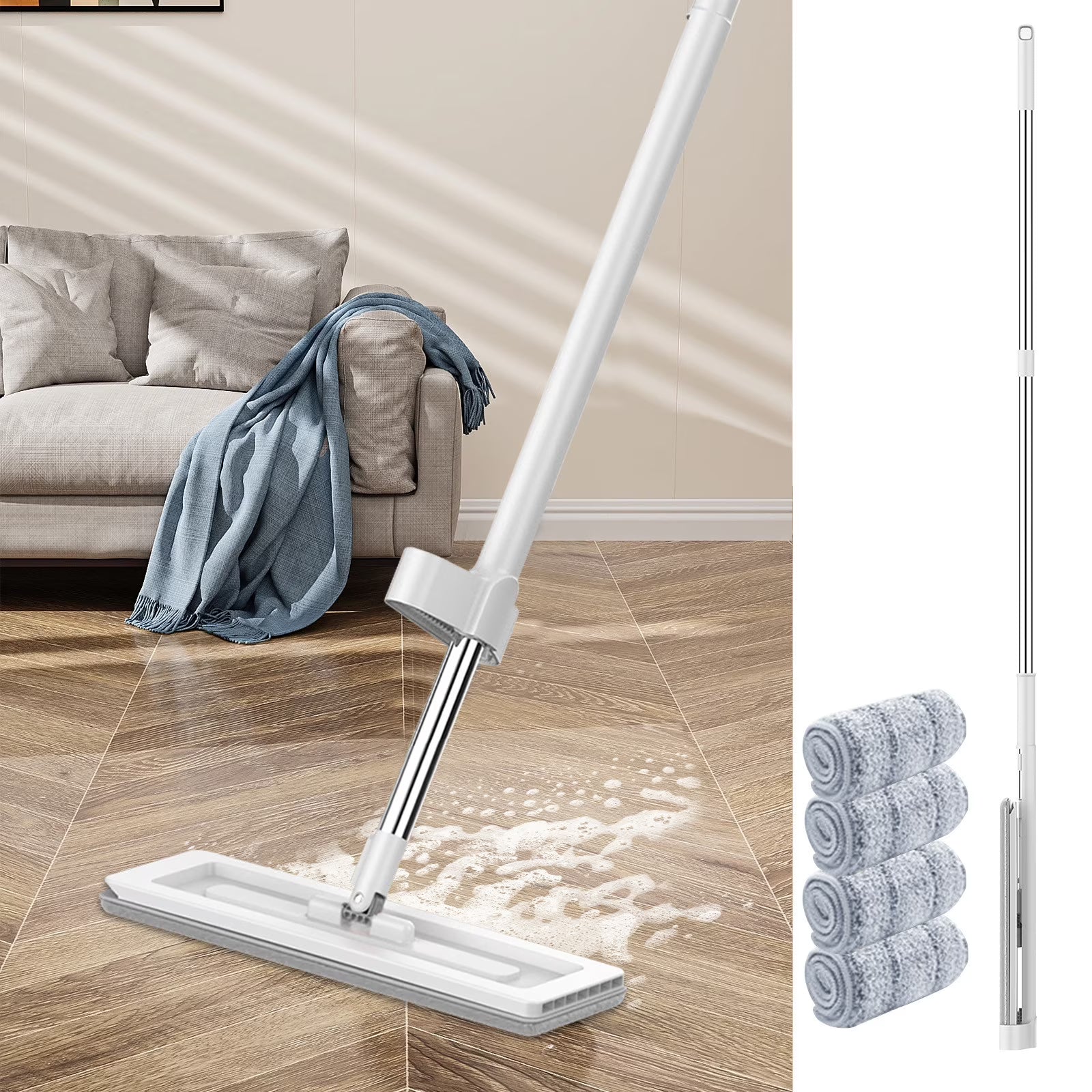 Spin Mop Hands-Free Microfiber Flat Mop Z528168
