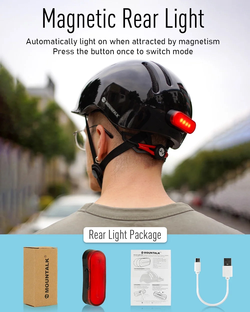 Black Bicycle Helmet with Light L549