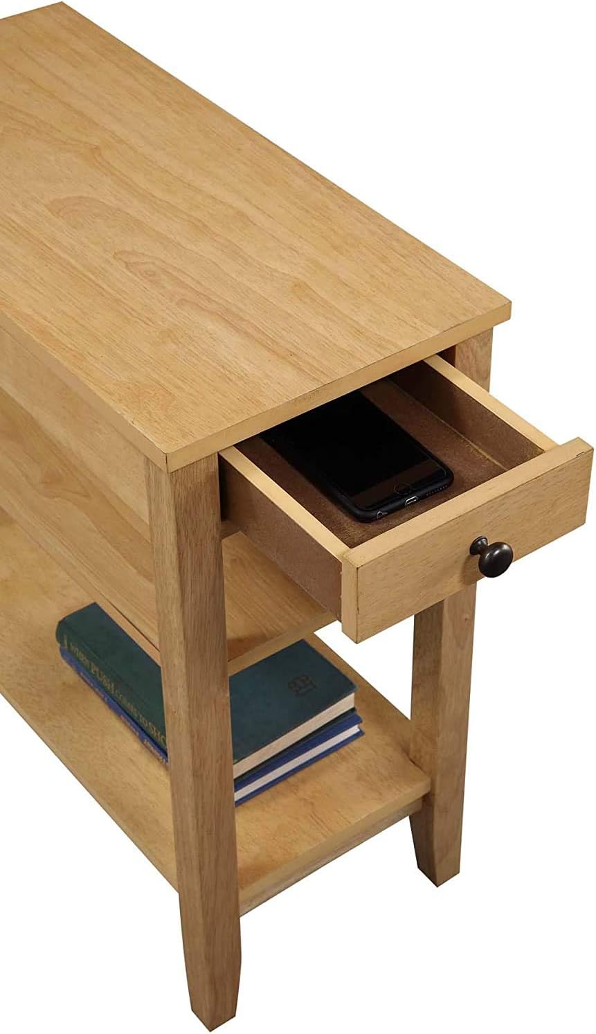 Natural Three Tier End Table With Drawer B391008