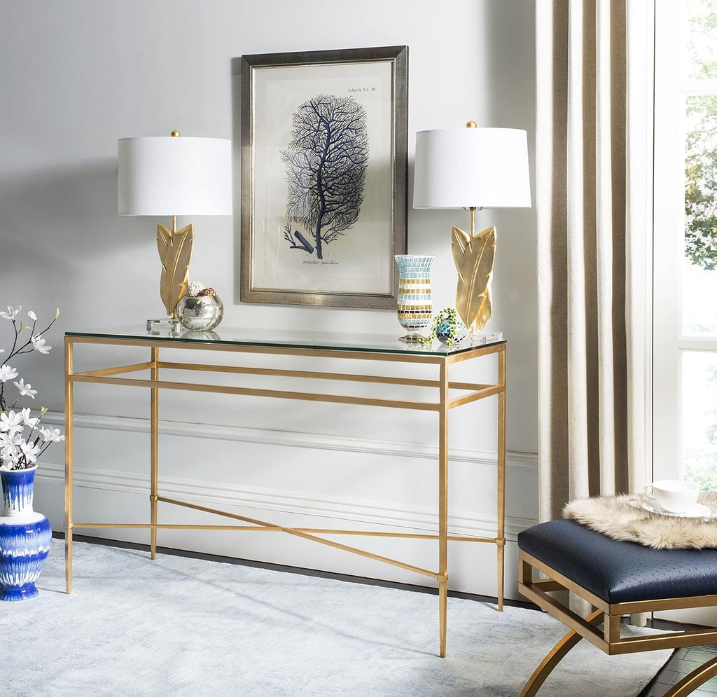 Antique Gold Glass Console Table C8790