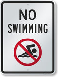 No Swimming Sign 18" x 24" Aluminum Pack of 2 J9321