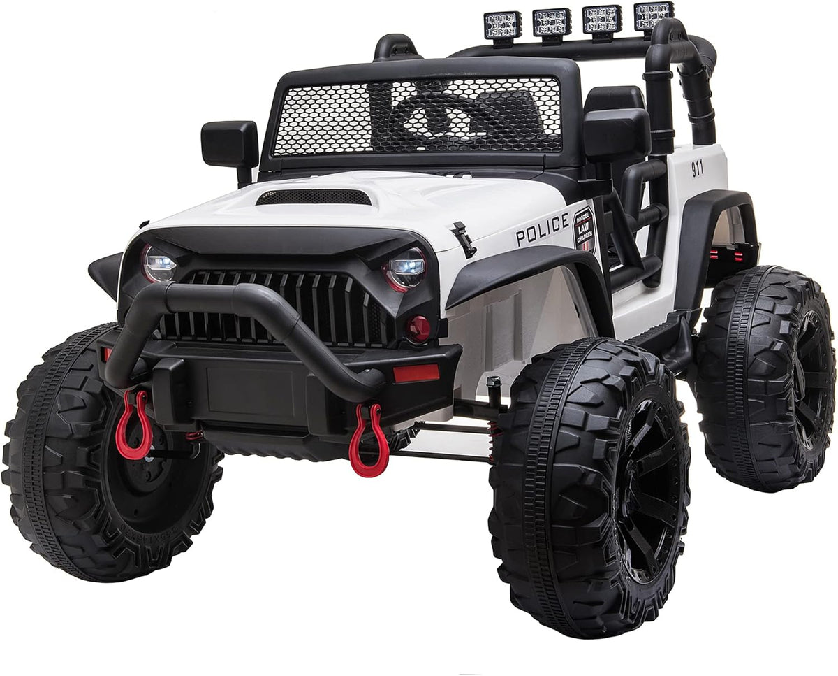 White 12V Battery-Powered Electric Ride On Car with Parent Remote Control H468