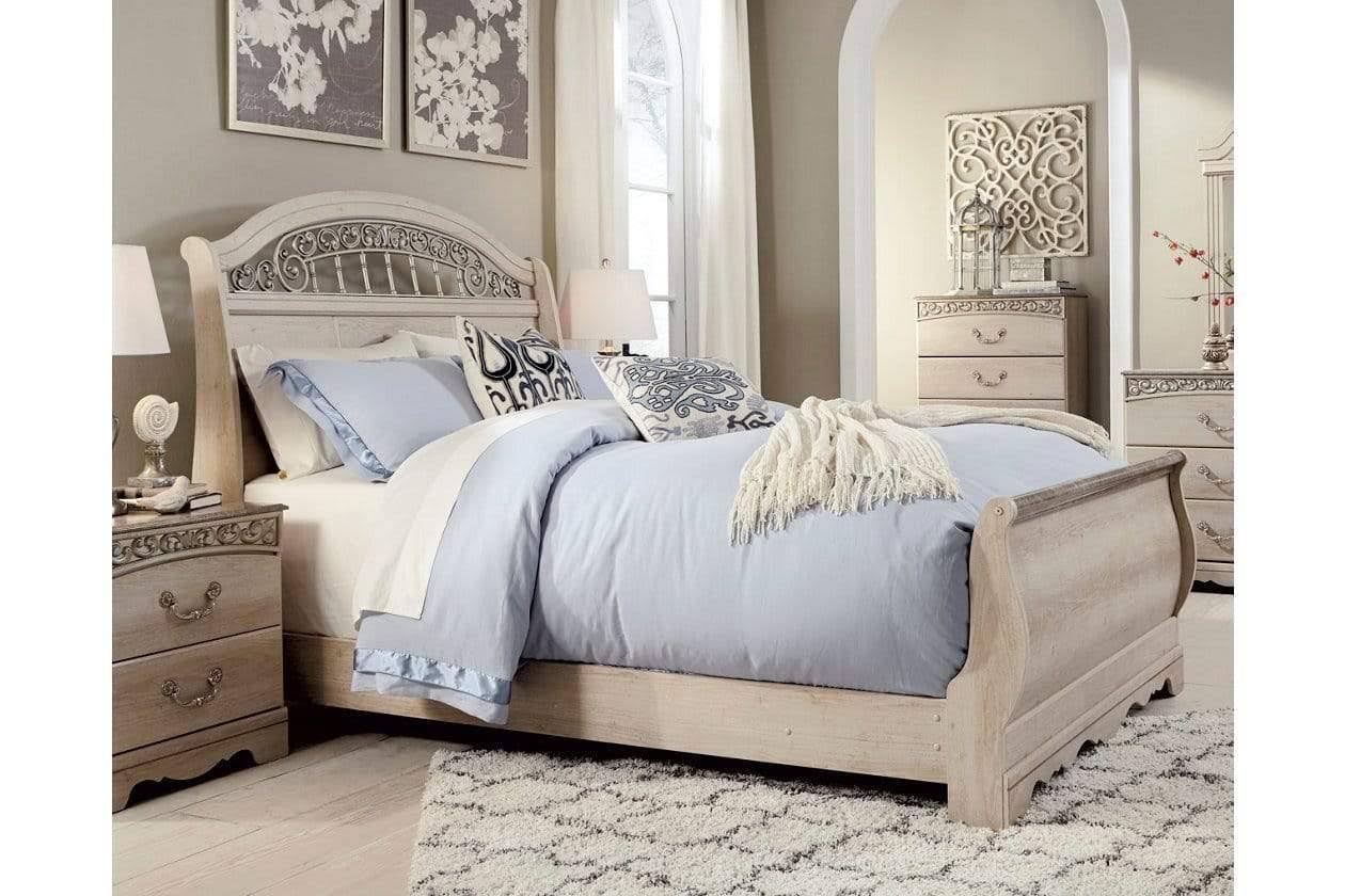 Antique White Queen Sleigh Headboard Y8254