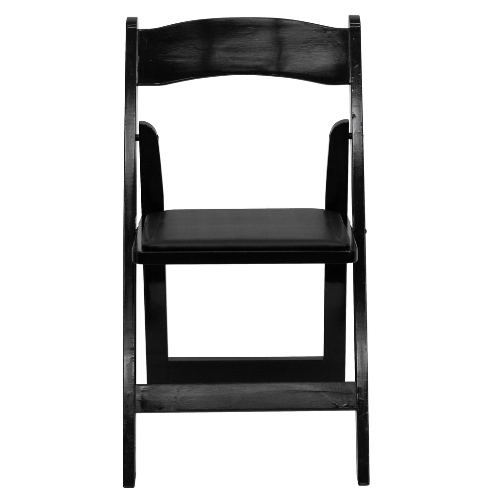 2 Pack Black Wood Folding Chair with Vinyl Padded Seat Z109723