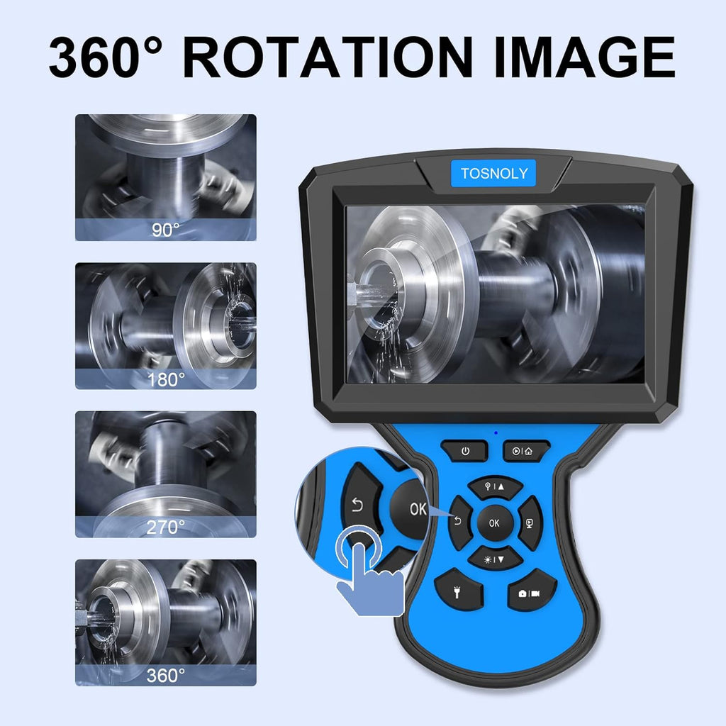 5mm Dual Lens Endoscope with 5 inch Monitor 16.5ft Flexible Cable IP67 Waterproof J464