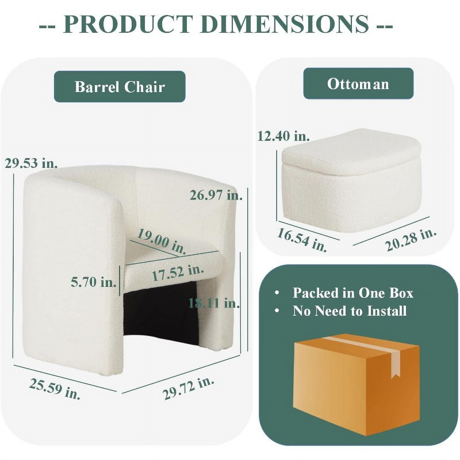 Sherpa Barrel Chair with Storage Ottoman T864167