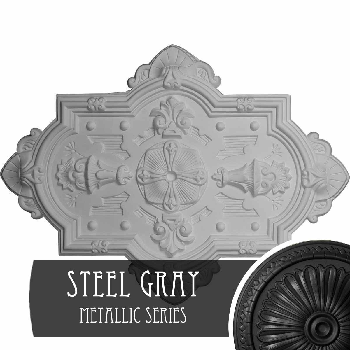 Cathedral Ceiling Medallion, Hand-Painted Steel Gray I965