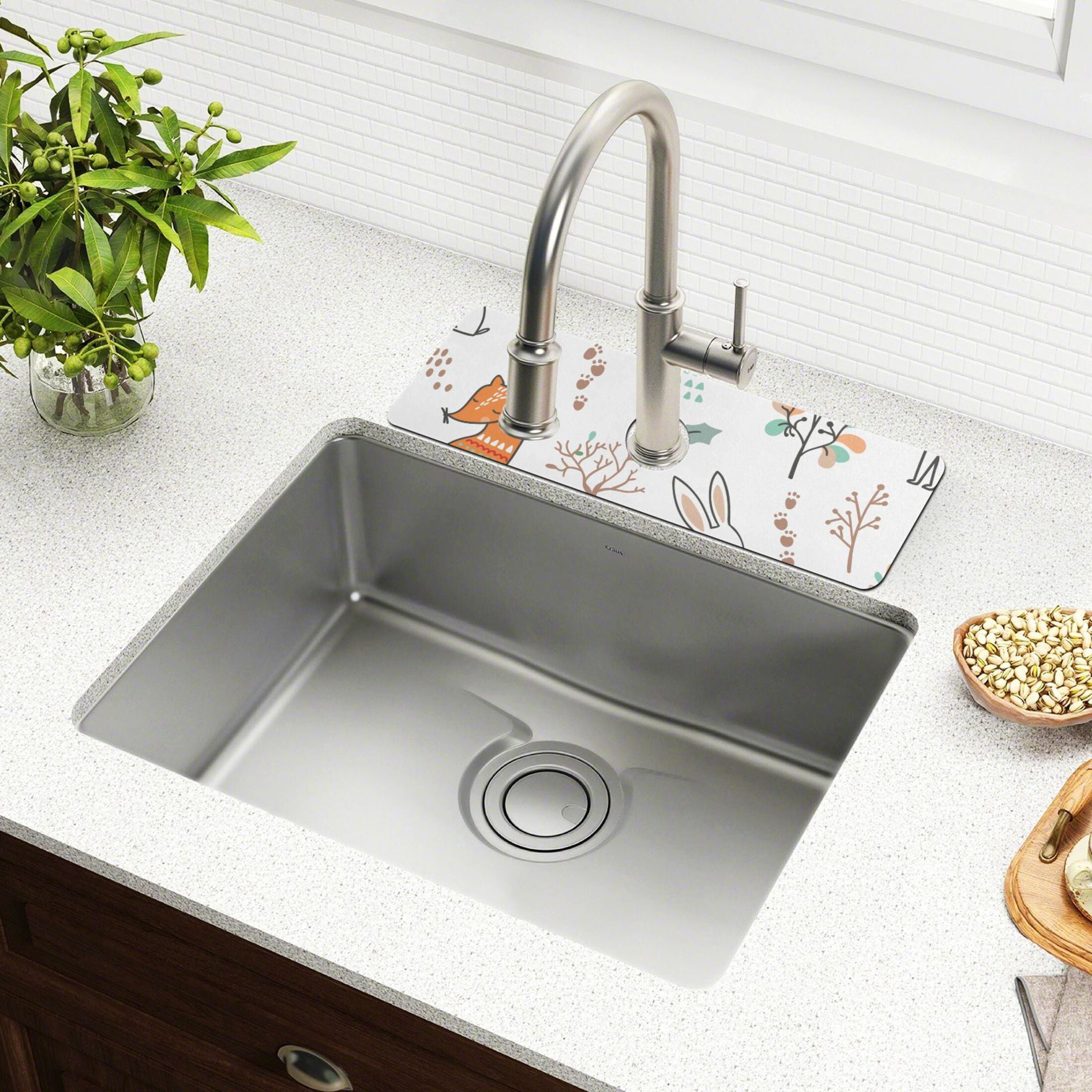 Sink Splash Guard Set 2 PCs Absorbent Draining Mats 30x5.4in A815238