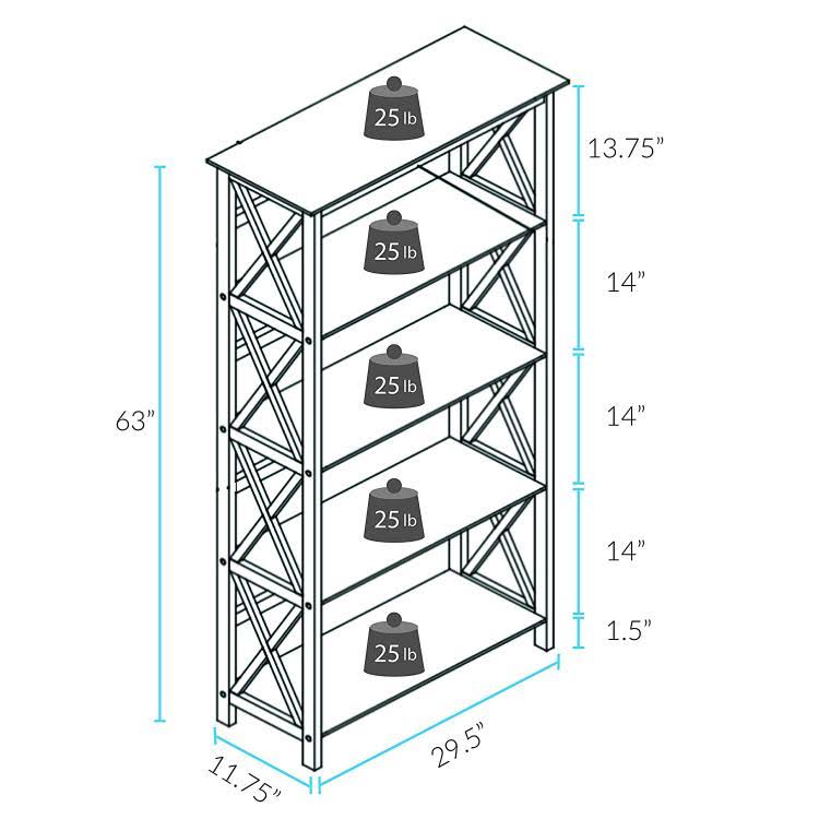 5-Tier Bookcase Espresso L5367