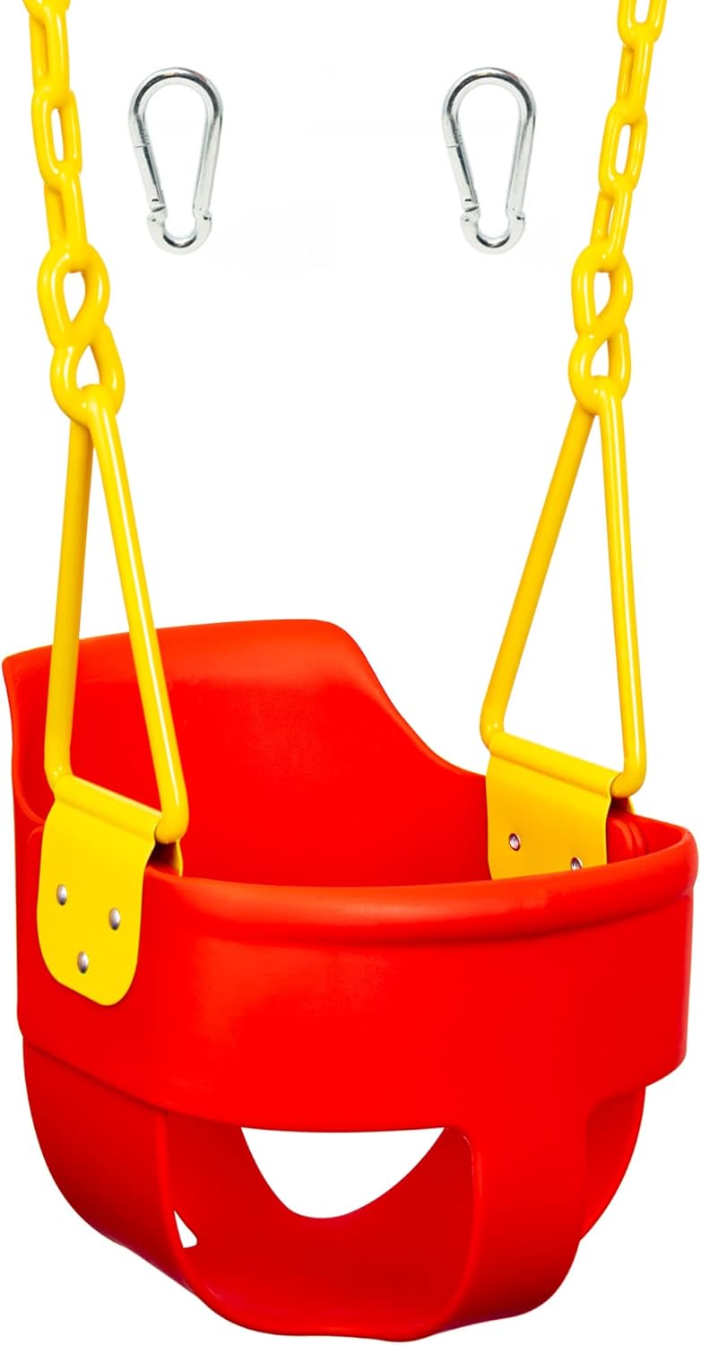 Pink Pack of 2 High Back Toddler Swing Seat with Plastic Coated Chains and Carabiners U19698