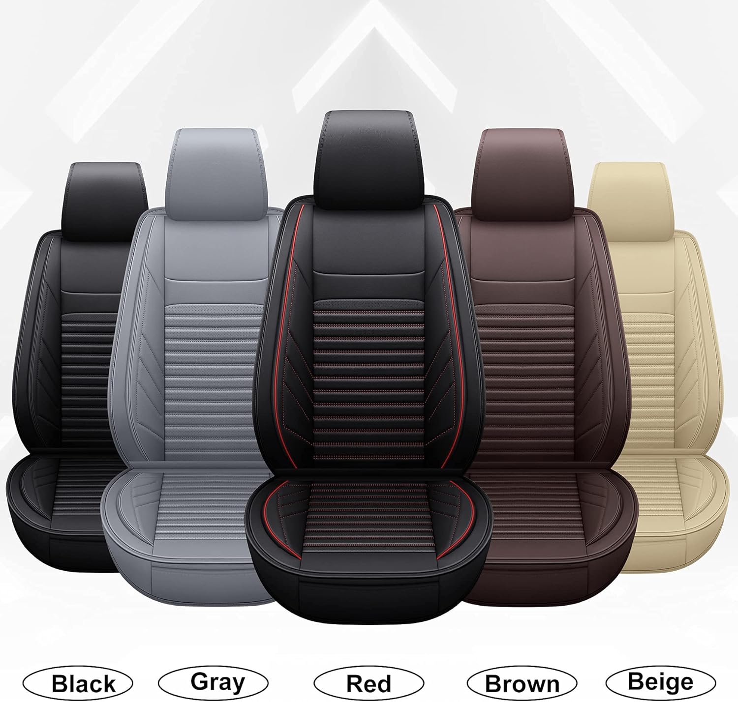 Leather Car Seat Covers, Front Pair, Black&&Red P820