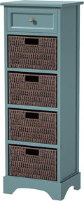 Farmhouse Storage Cabinet with Drawer and 4 Wicker Baskets, Red V303