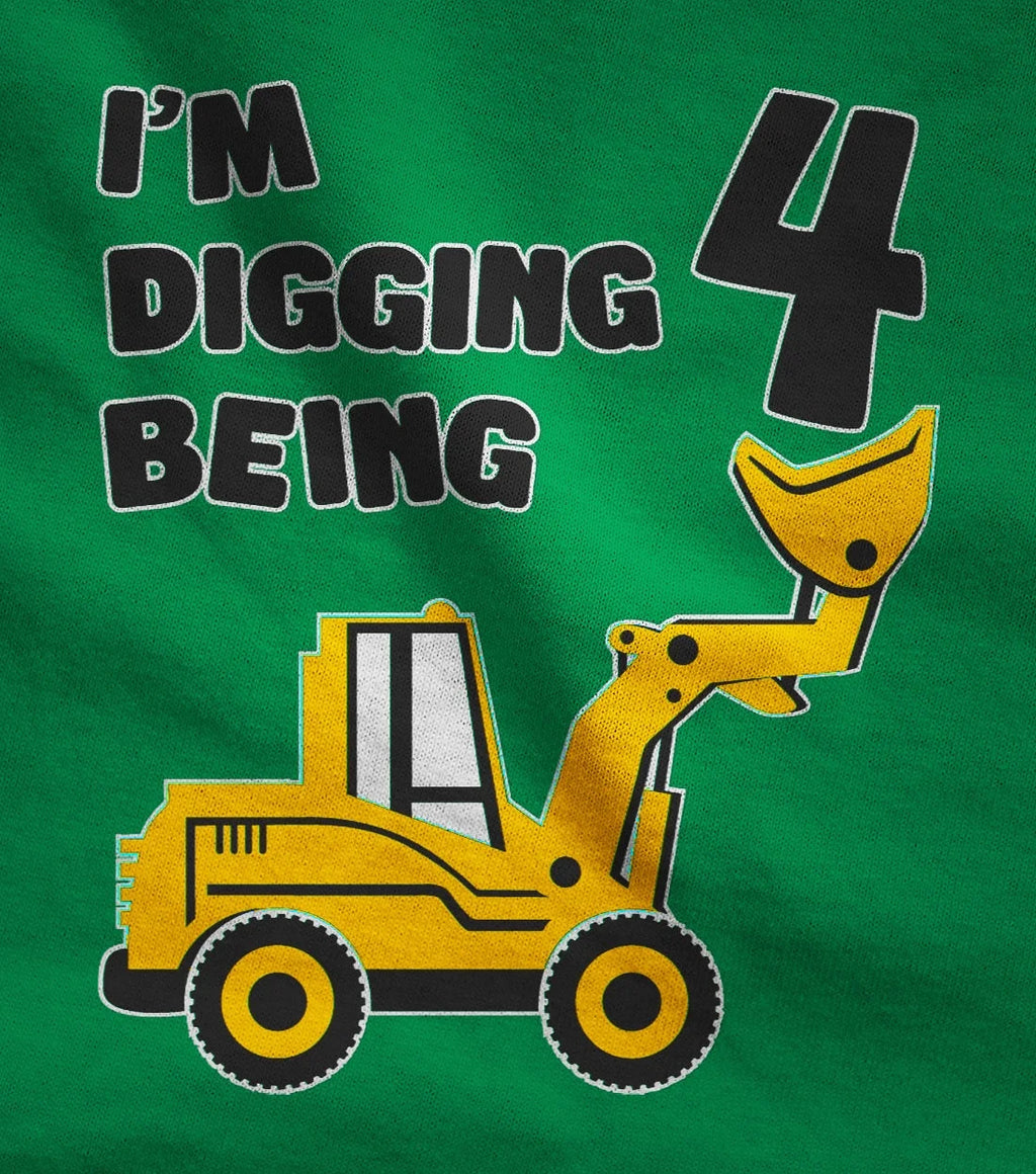 4th Birthday Bulldozer Tractor Graphic T-shirt L523957