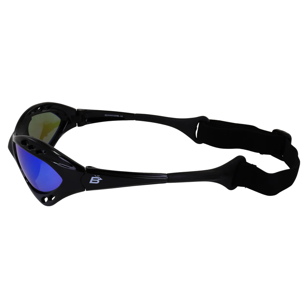 3 Pairs Padded Polarized Sunglasses with Strap Black Frame Smoke Blue & Green Mirror Lenses M140759