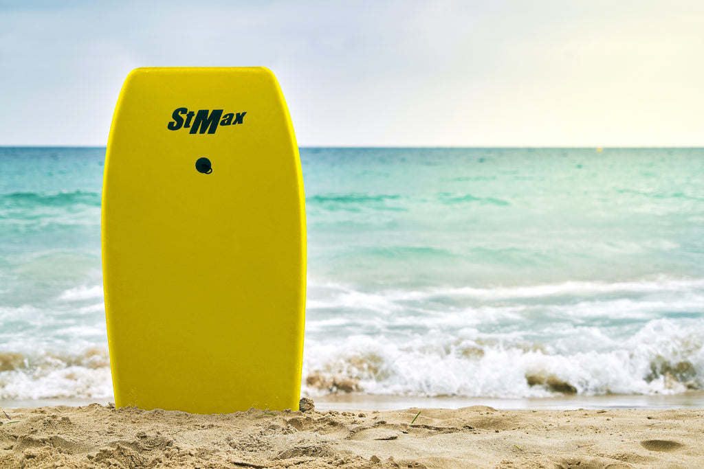Yellow 34 Inch EPS Core Bodyboard with Wrist Leash P115