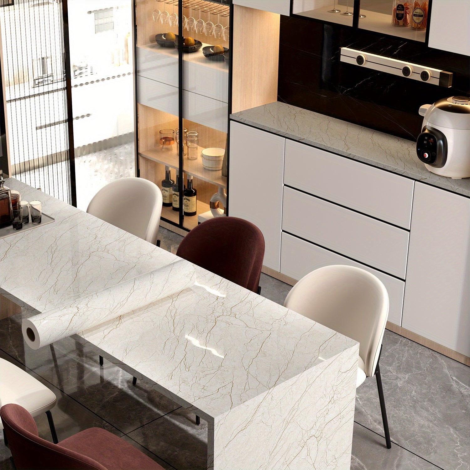 Glossy Film Marble Wallpaper Peel And Stick M37673