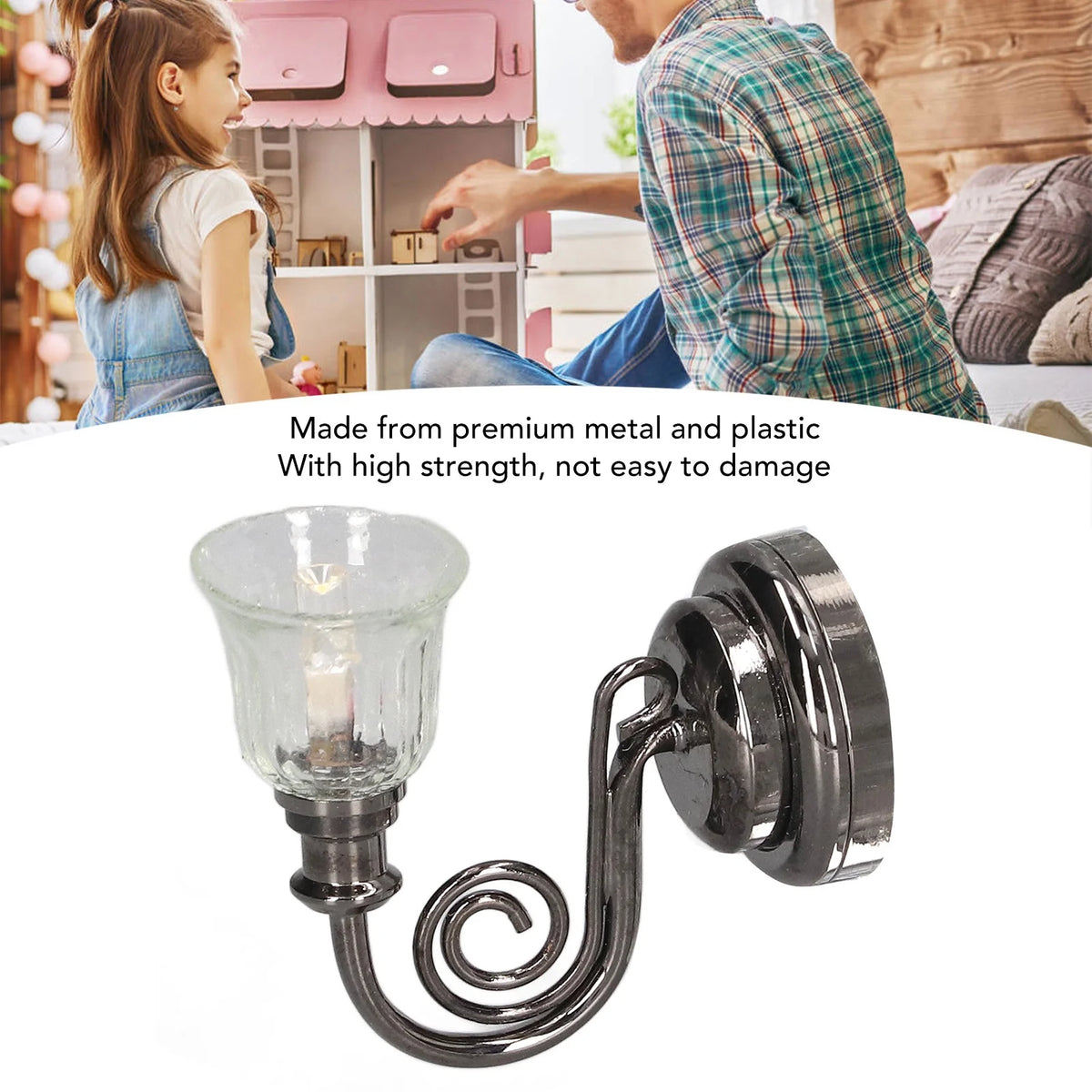 Dollhouse Wall Lamp Miniature Lantern Light with Battery A514511