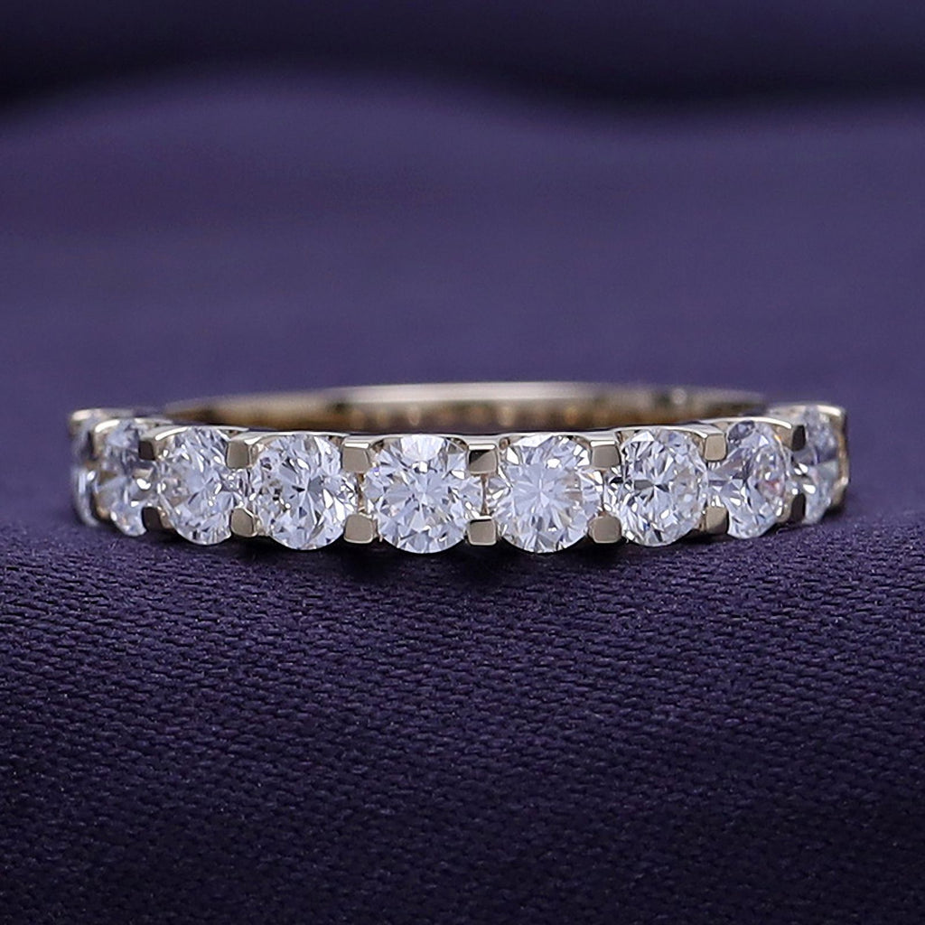 0.86 Carat Round Cut Lab Created Moissanite Half Eternity Wedding Band Ring In 14K Yellow Gold Over Sterling Silver Size 7 R61929