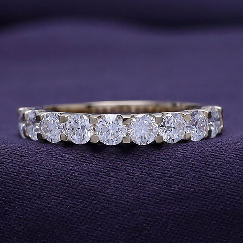 0.86 Carat Round Cut Lab Created Moissanite Half Eternity Wedding Band Ring In 14K Yellow Gold Over Sterling Silver Size 7 R61929