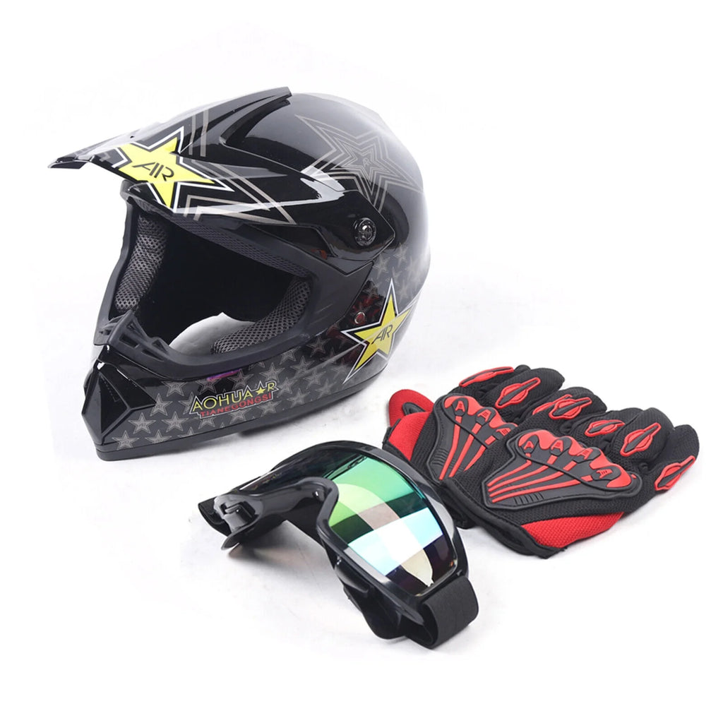 Off-Road Motorcycle Helmet with Goggles Gloves B6680