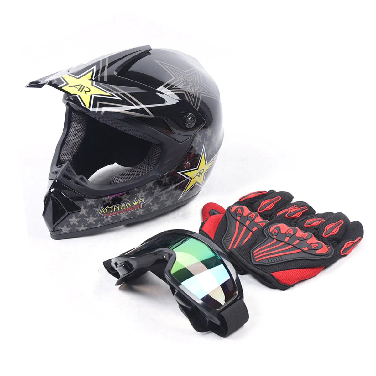 Off-Road Motorcycle Helmet with Goggles Gloves B6680