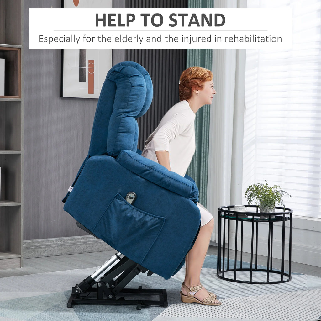Blue Electric Lift Recliner Chair with Remote Control U1249