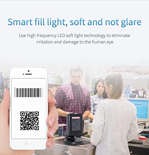 1D 2D QR Omnidirectional Hands-Free USB Barcode Scanner, Pack of 2 D1127
