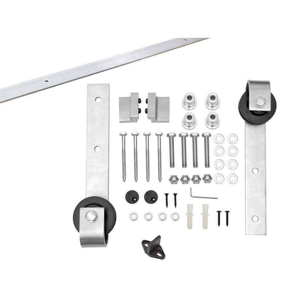 White Stained Wood Interior Sliding Barn Door with Hardware Kit U158