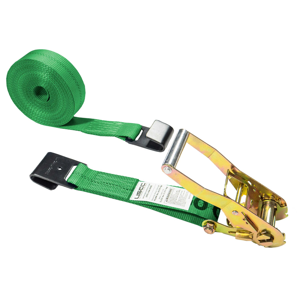 Green Ratchet Strap with Black Flat Hook L86261