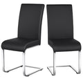 Black Faux Leather Dining Chair with Metal Legs, Set of 2 H95847