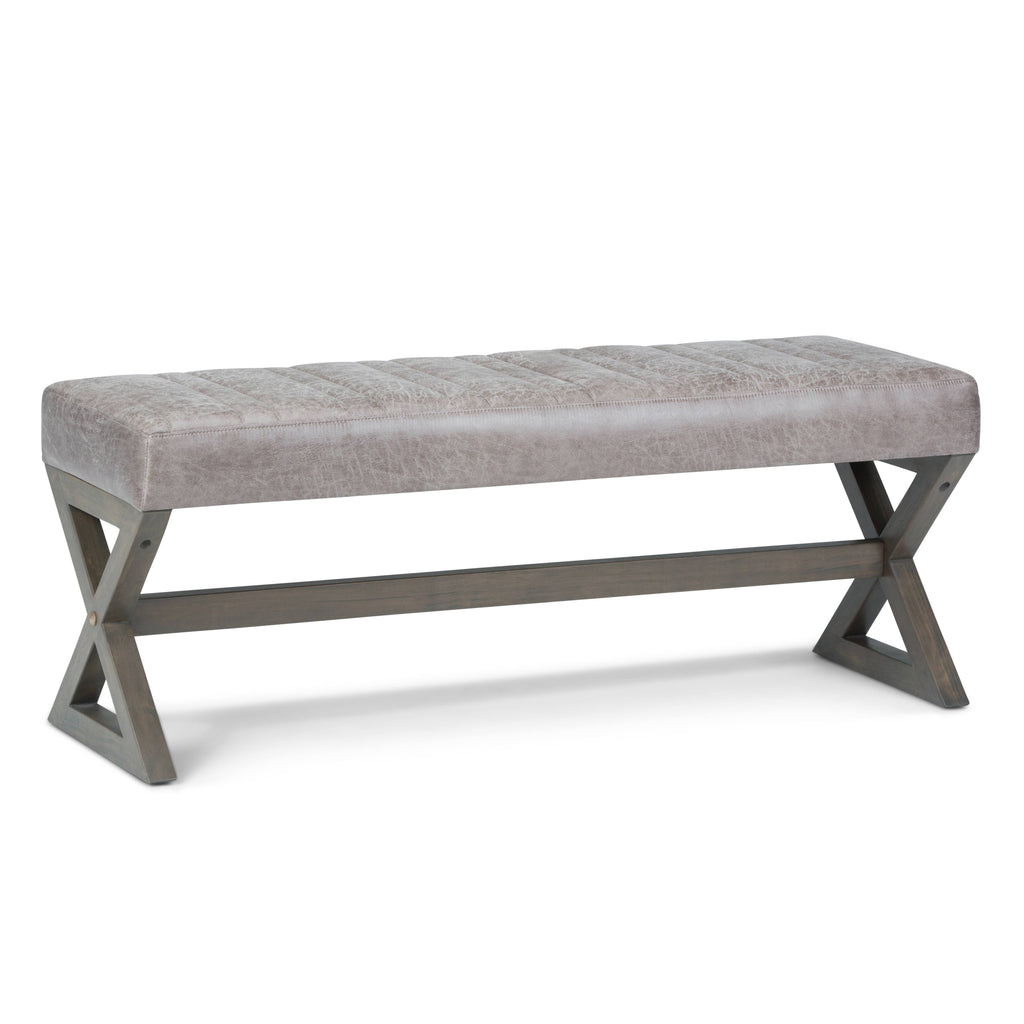 Distressed Grey Taupe Ottoman Bench J9469