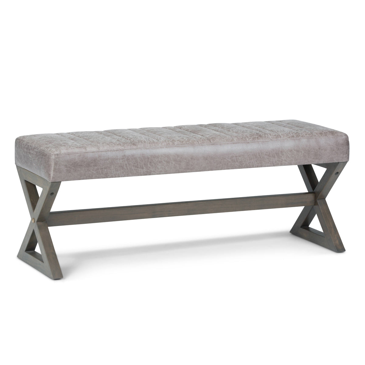 Distressed Grey Taupe Ottoman Bench J9469
