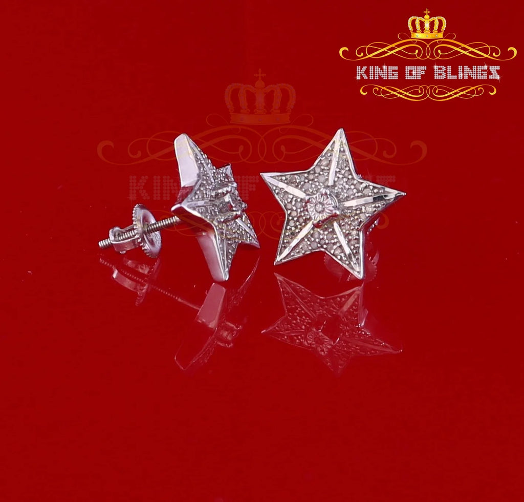 925 Sterling Silver Diamond Stud Star Earrings S8284