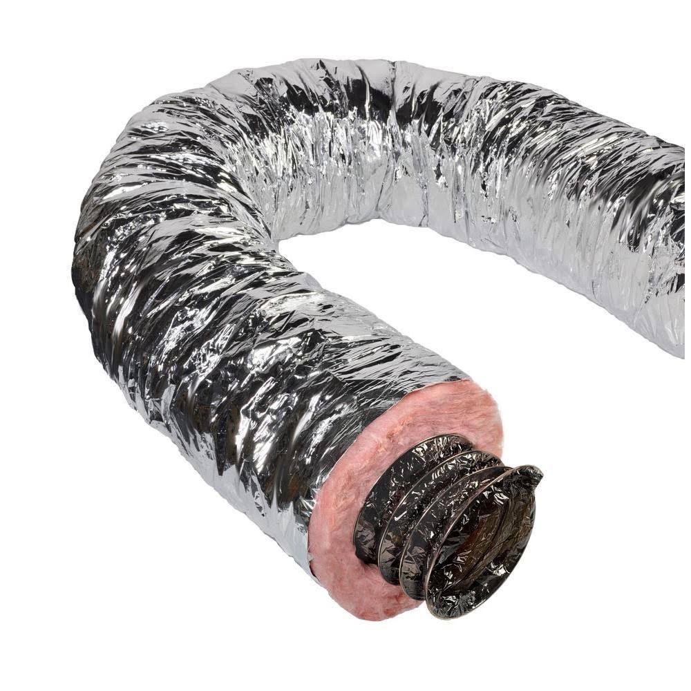 Insulated Flexible Duct, 12 in. Diameter, 25 ft. Length, R-8.0, Silver Y4259