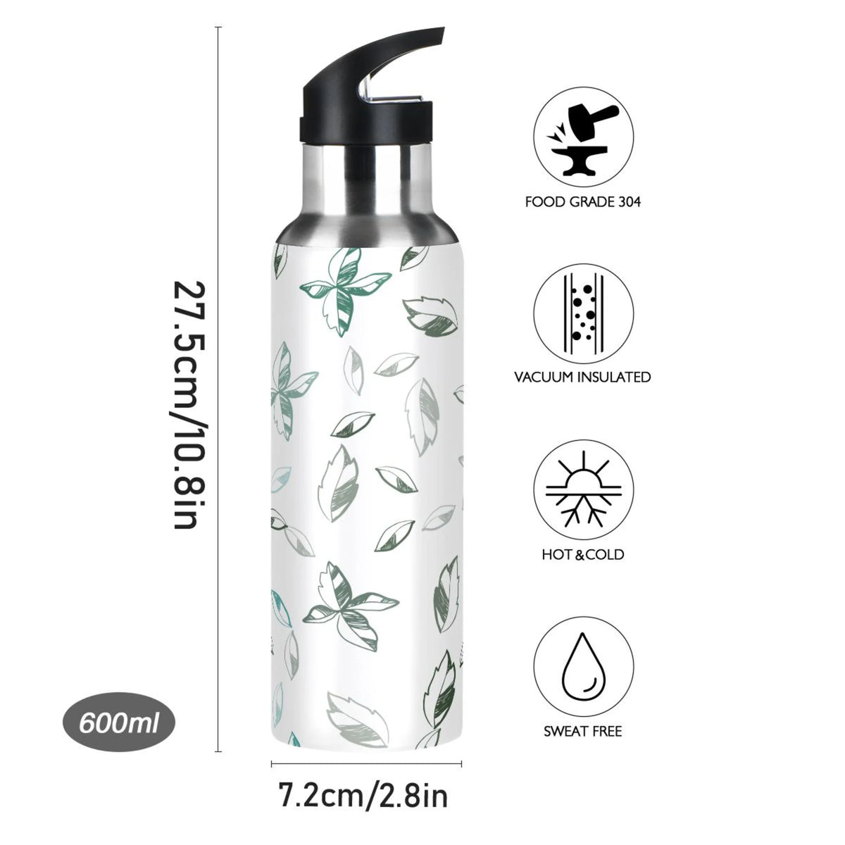 Stainless Steel Insulated Water Bottle with Straw Lid T99642