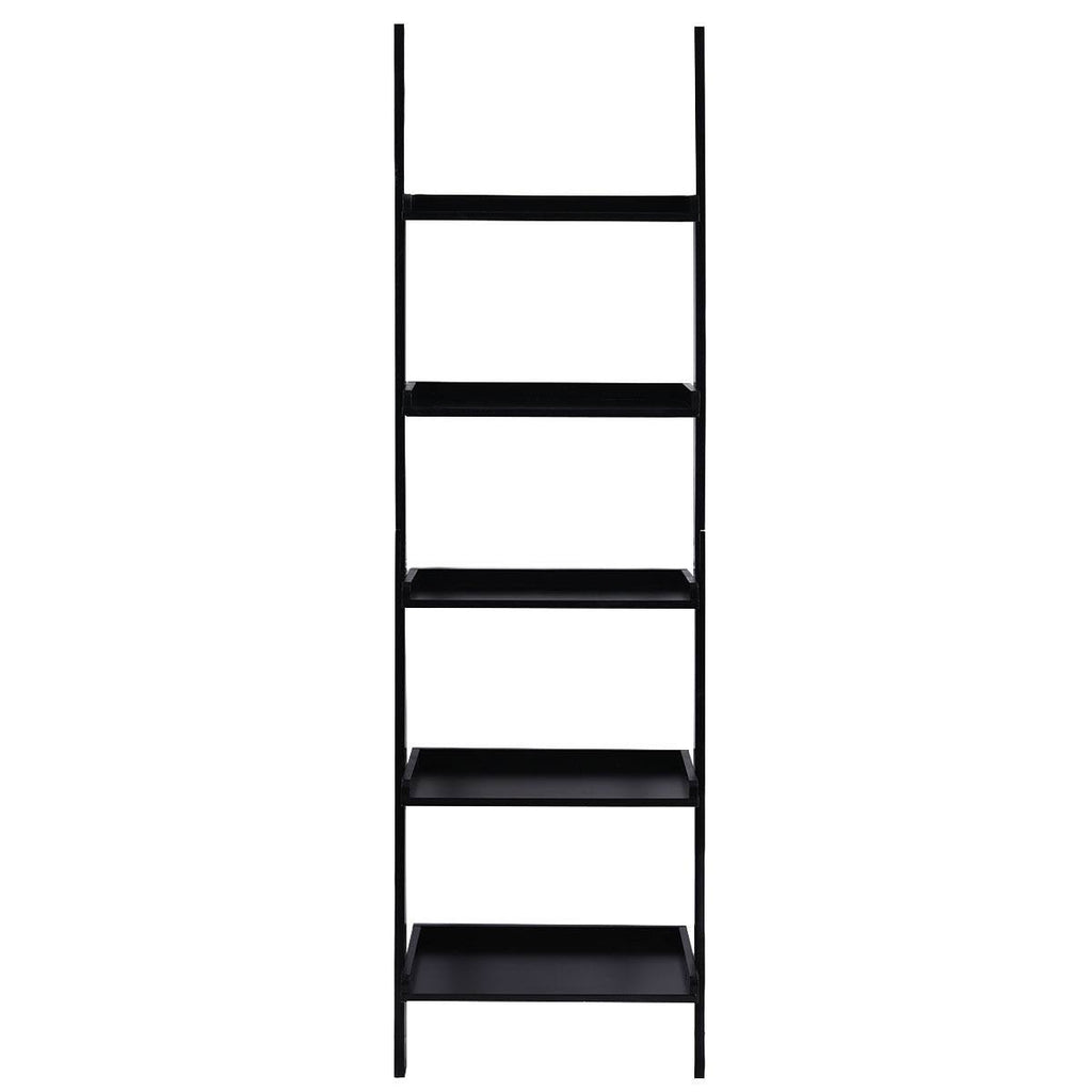 5-Tier Leaning Wall Display Bookcase Black V5644