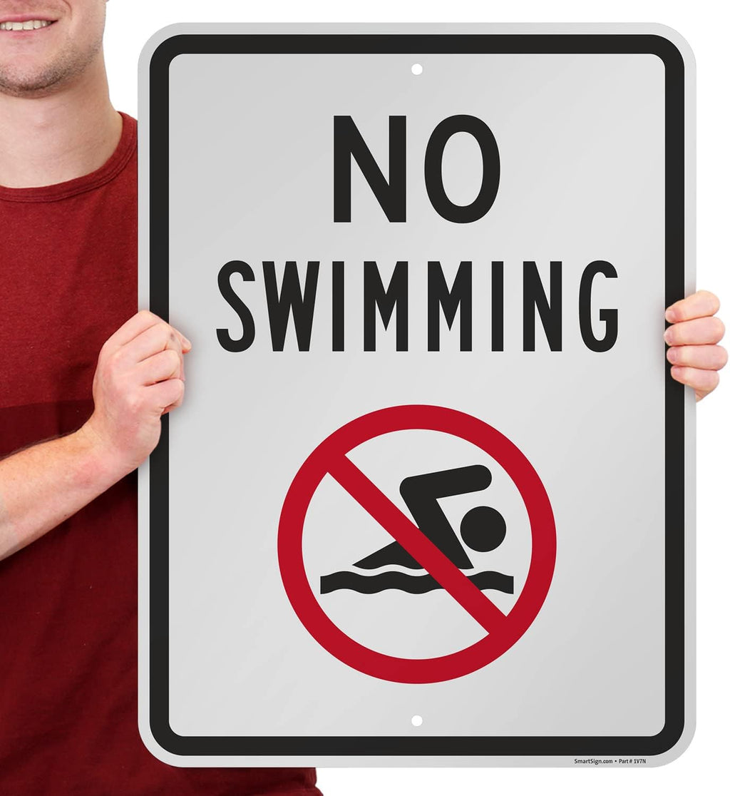 No Swimming Sign 18" x 24" Aluminum Pack of 2 J9321