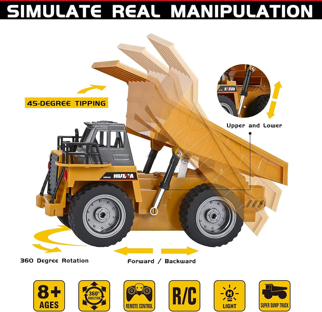 Remote Control Construction Dump Truck Toy with Rechargeable Battery T384
