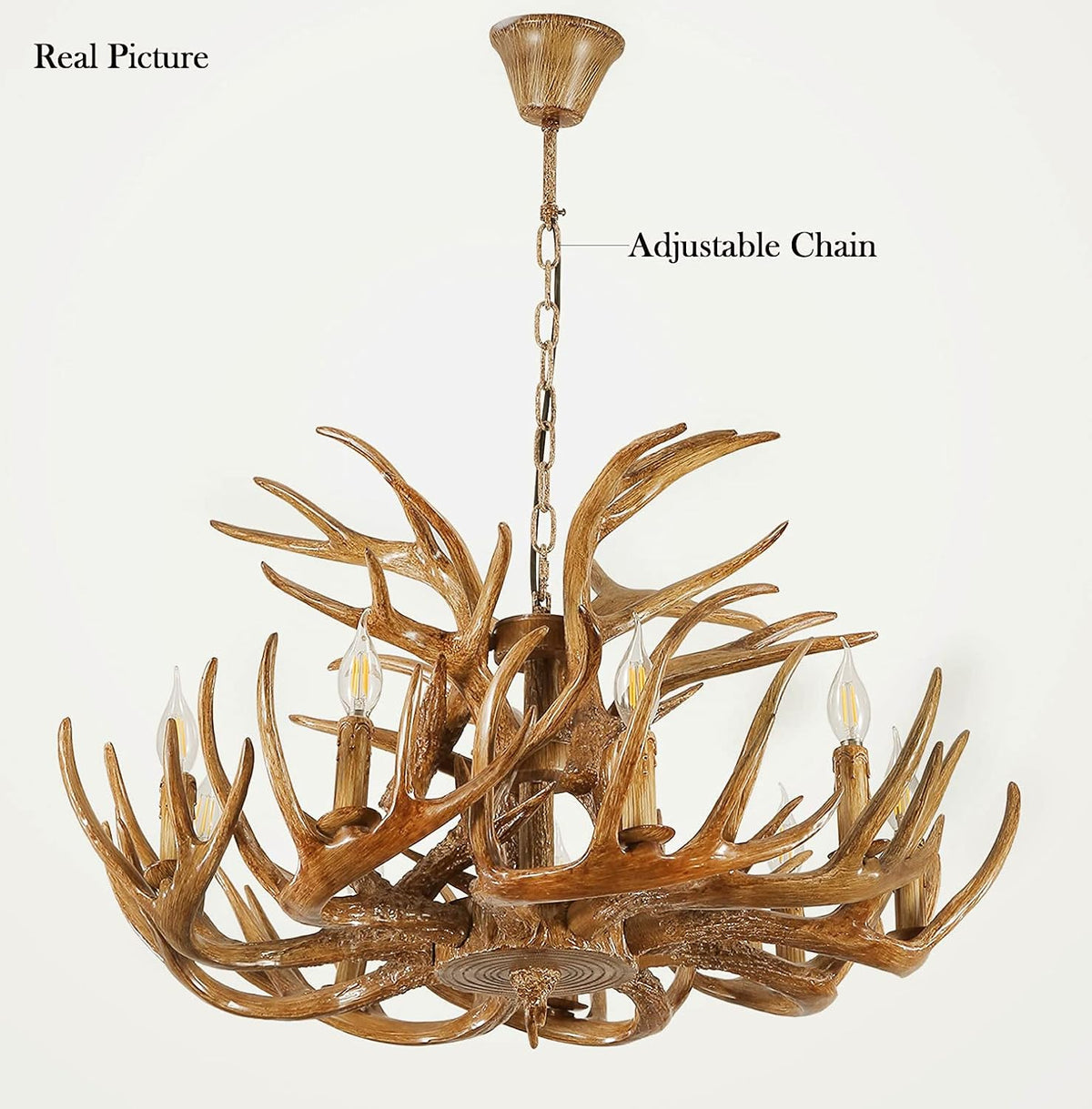 Antique Resin Deer Horn Chandelier 9 Lights M607535